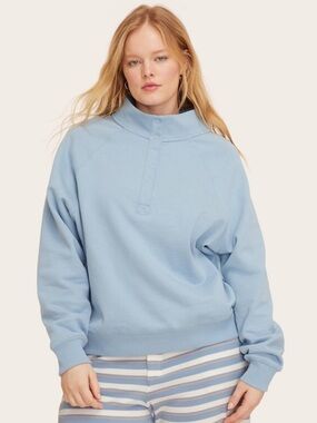 Parke x Target Women's Snap Mockneck Popover Sweatshirt - Light Blue - L/XL